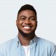 Multicultural Happy People Faces Collage. Beautiful Collection Of Portraits With Cheerful Millennials Men And Women Posing Over Blue Backgrounds. Mosaic Image Of Human Crowd Headshots. Panorama